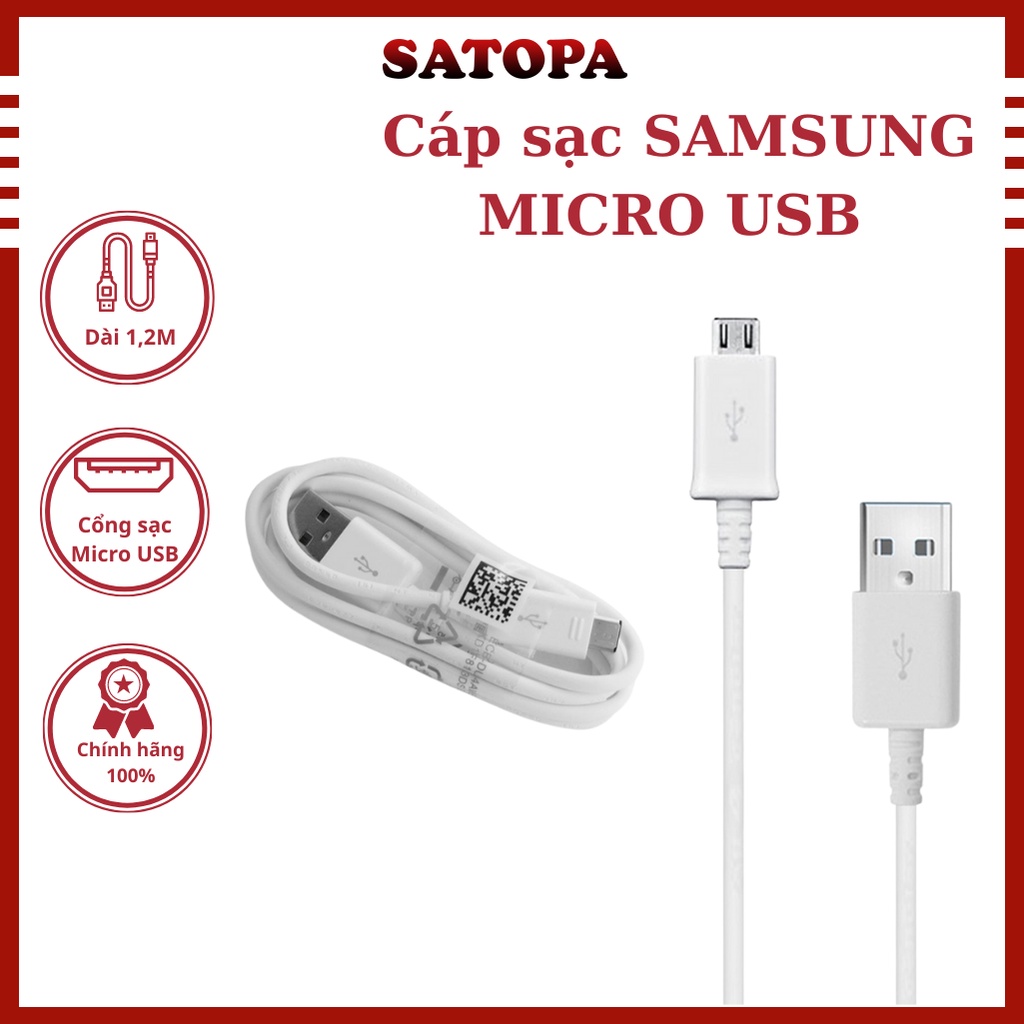 Dây cáp sạc Micro USB chính hãng SAMSUNG MADE IN VIETNAM dùng để sao chép dữ liệu sạc điện thoại - SATOPA