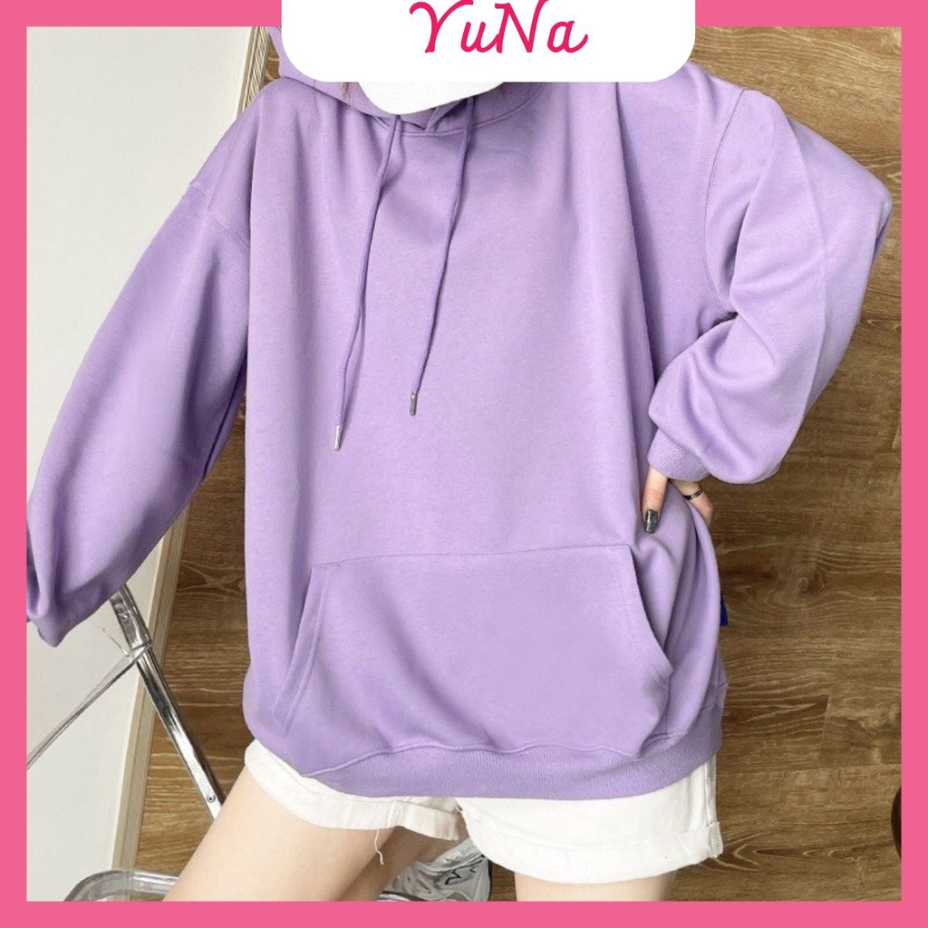 Áo hoodie nữ Maika nỉ da cá cao cấp form rộng phong cách Ulzzang, phụ kiện thời trang YUNA