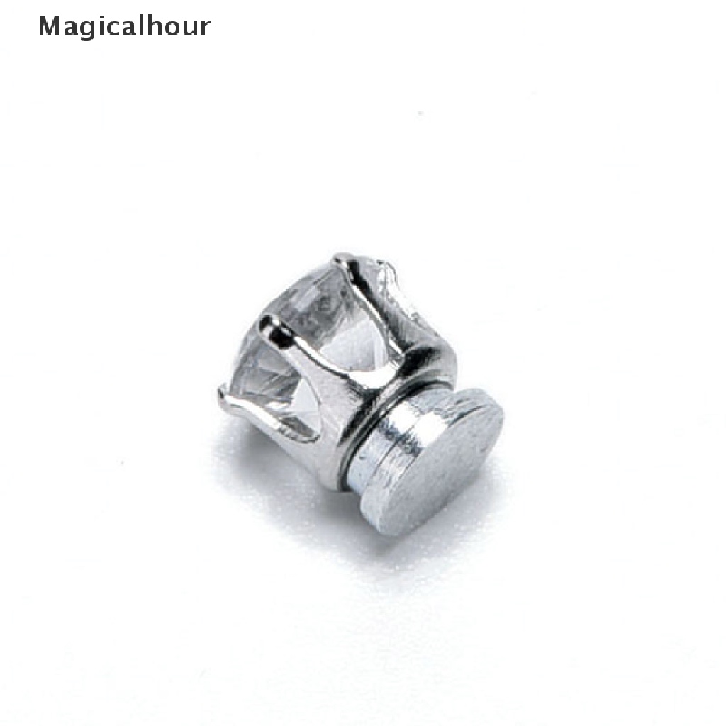 1 cặp bông tai nam châm đính đá pha lê đen trong suốt phong cách unisex