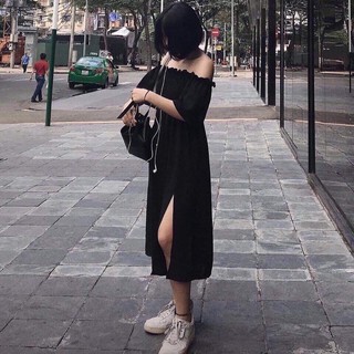 Đầm Maxi Trễ Vai Xẻ Đùi