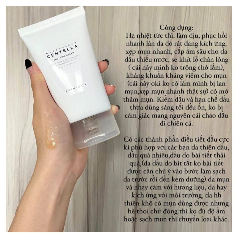 KEM DƯỠNG CENTELLA SKIN 1004 NẮP TRẮNG DÀNH CHO DA DẦU MỤN