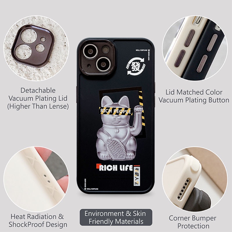 Ốp điện thoại in mèo may mắn thích hợp cho iPhone 11 12 13 Pro Max pro 11 iX XS XR Xs MAX 7plus 8plus 7 PLUS 8 PLUS