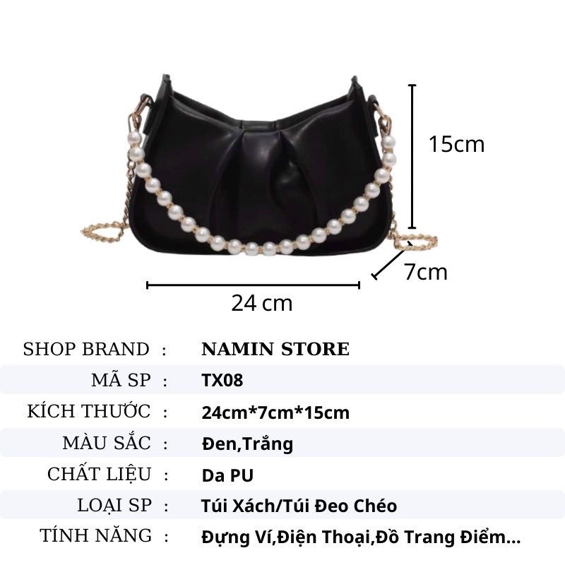 Túi Đeo Chéo Ngọc Xếp Ly Miệng Túi Xinh Xắn