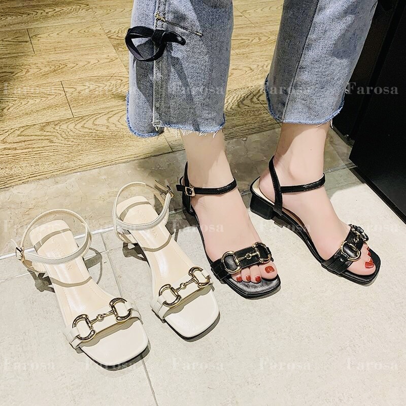 Dép sandal nữ đế vuông quai xích ngang siêu hót trend S13