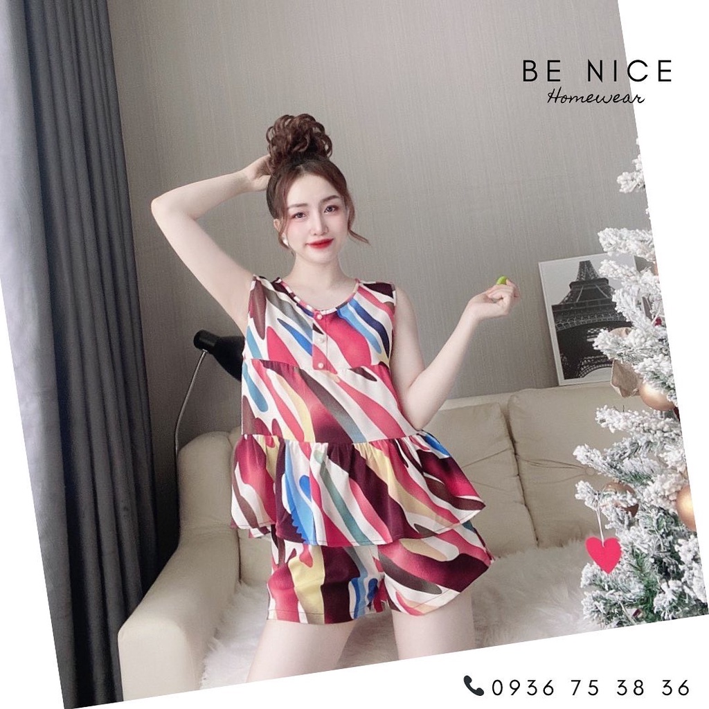 Bộ mặc nhà sát nách dáng xòe phối nút xinh xắn cho nàng nhà Be Nice Homewear