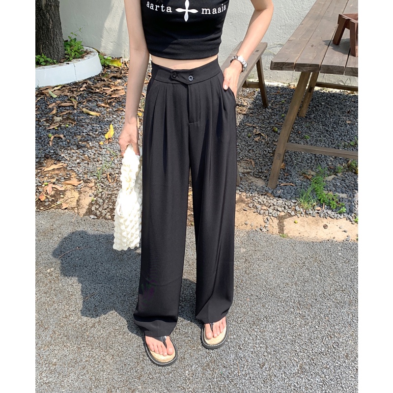 Quần Ống Rộng Lưng Cao Co Giãn Thời Trang Mới 2022 Cho Nữ