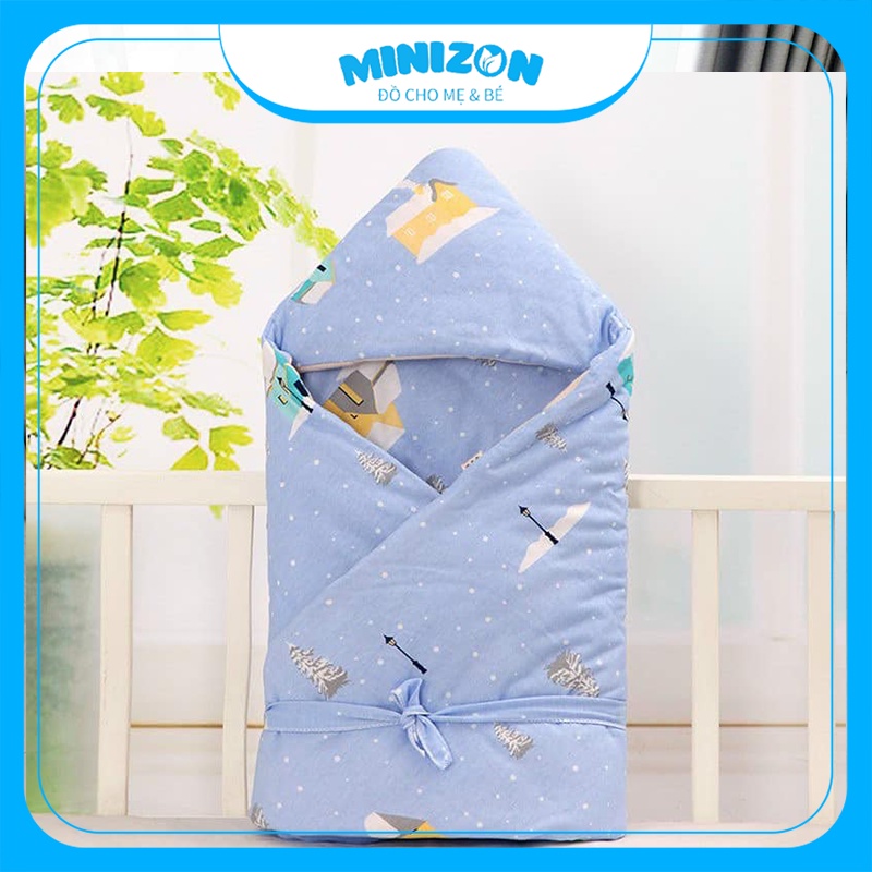 Chăn Ủ Có Mũ Trần Bông Xinshengdai Kích Thước 90x90 Cho Bé | Minizon Kids