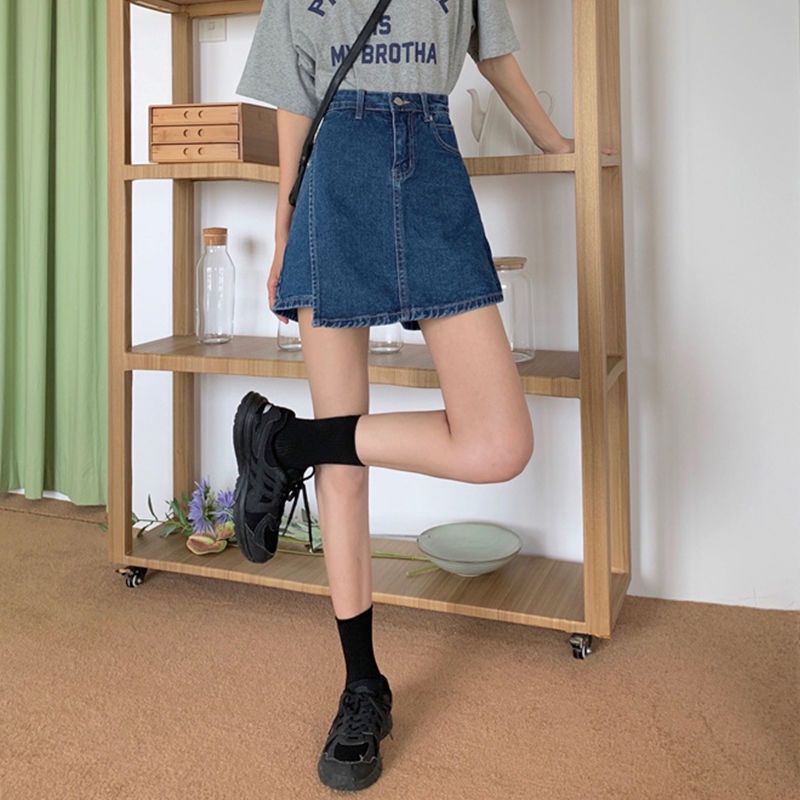 Quần Short Denim Giả Váy Chữ a Lưng Cao Thời Trang Mùa Hè Mới Cho Nữ Sinh