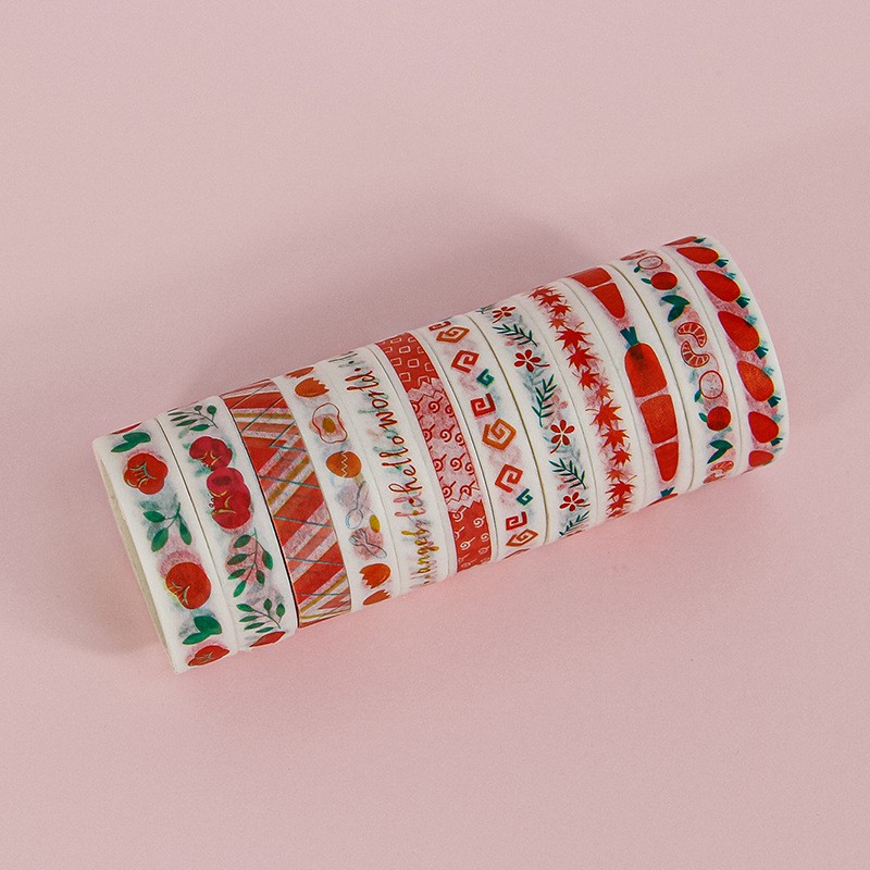 12 Băng dính washi tape 1cm x 3m nhiều mẫu cute