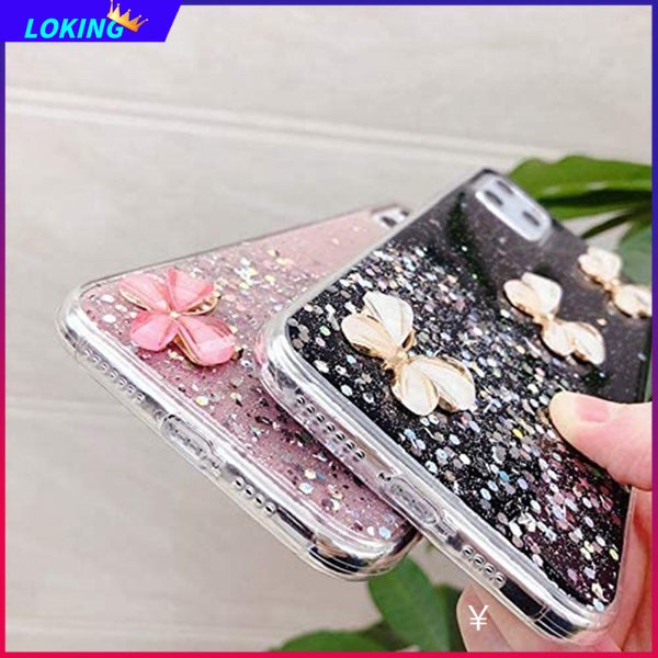 Ốp Điện Thoại Silicon Hình Bướm 3D Kim Tuyến Cho Samsung Galaxy A02 A02S A03S A04E A04 A10 A20 A30 A50S A30S A50 A70