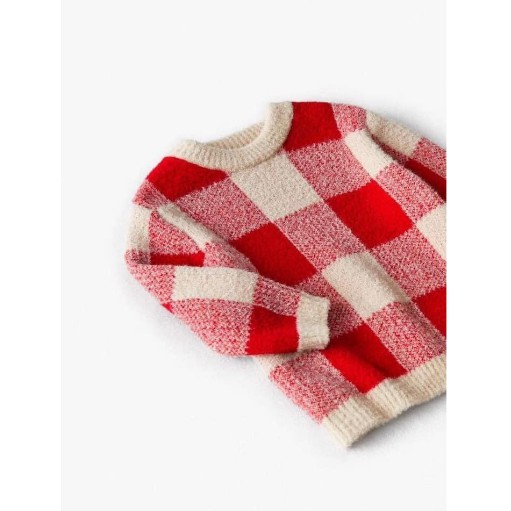 Áo len kẻ Caro màu đỏ mịn đẹp