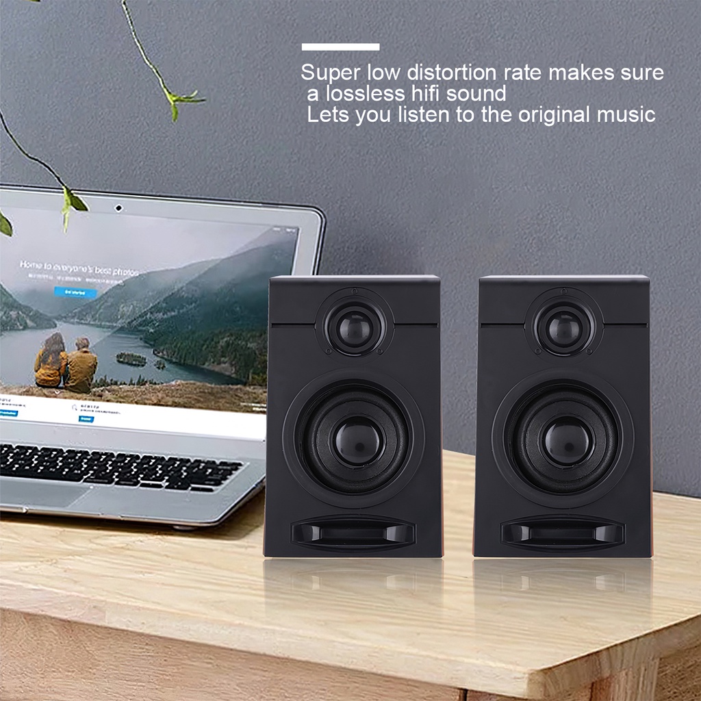 2pcs Mini Subwoofer Speakers Computer Bass Speakers Multimedia Speakers with Non-Slip Mat for Home Studio Desktop
