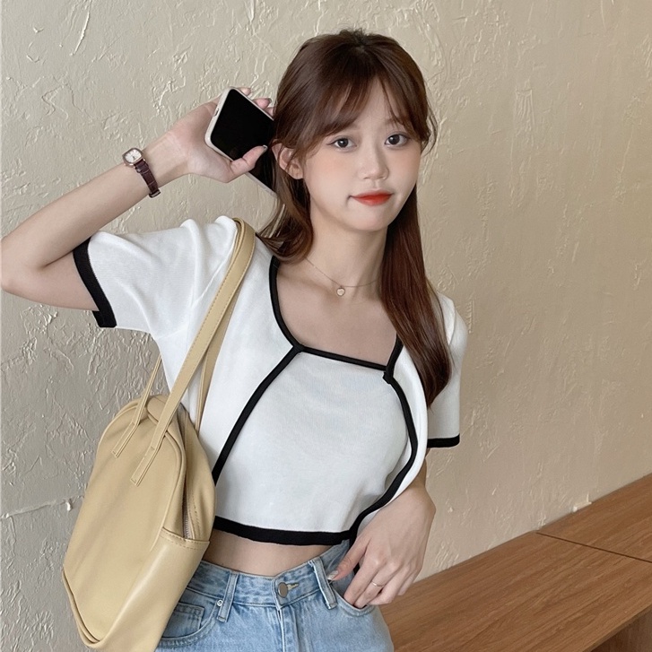 Áo Croptop nữ ôm kèm áo khoác ngoài ulzzang hot trend - AO06