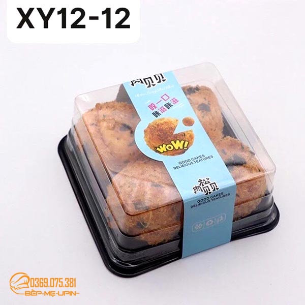 Hộp nhựa vuông đựng bánh trung thu TT XY HJ 12-12 nắp cao nắp thấp(Set 100 hoặc 50 hộp)