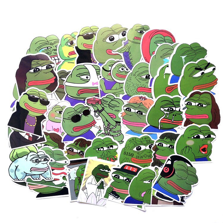 Sticker ếch xanh pepe có cán chống bay màu/ hình dán  ếch xanh pepe dễ thương cute