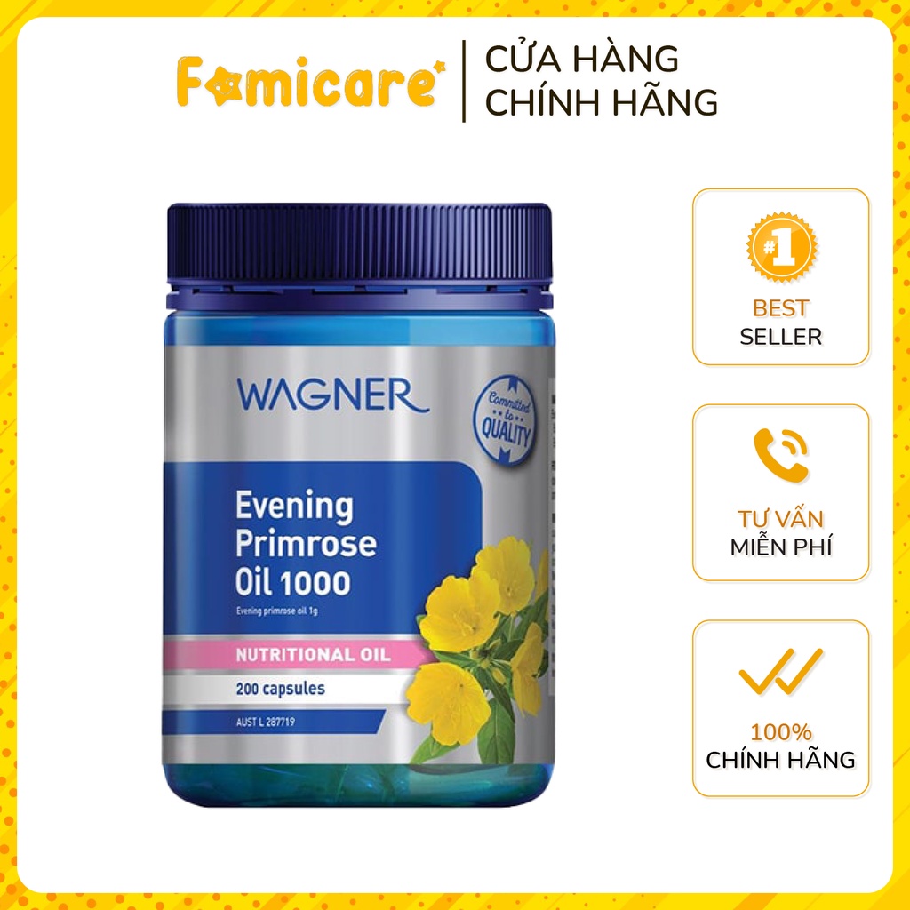 Viên tinh dầu hoa anh thảo Wagner Evening Primrose Oil 1000 hộp 200 viên