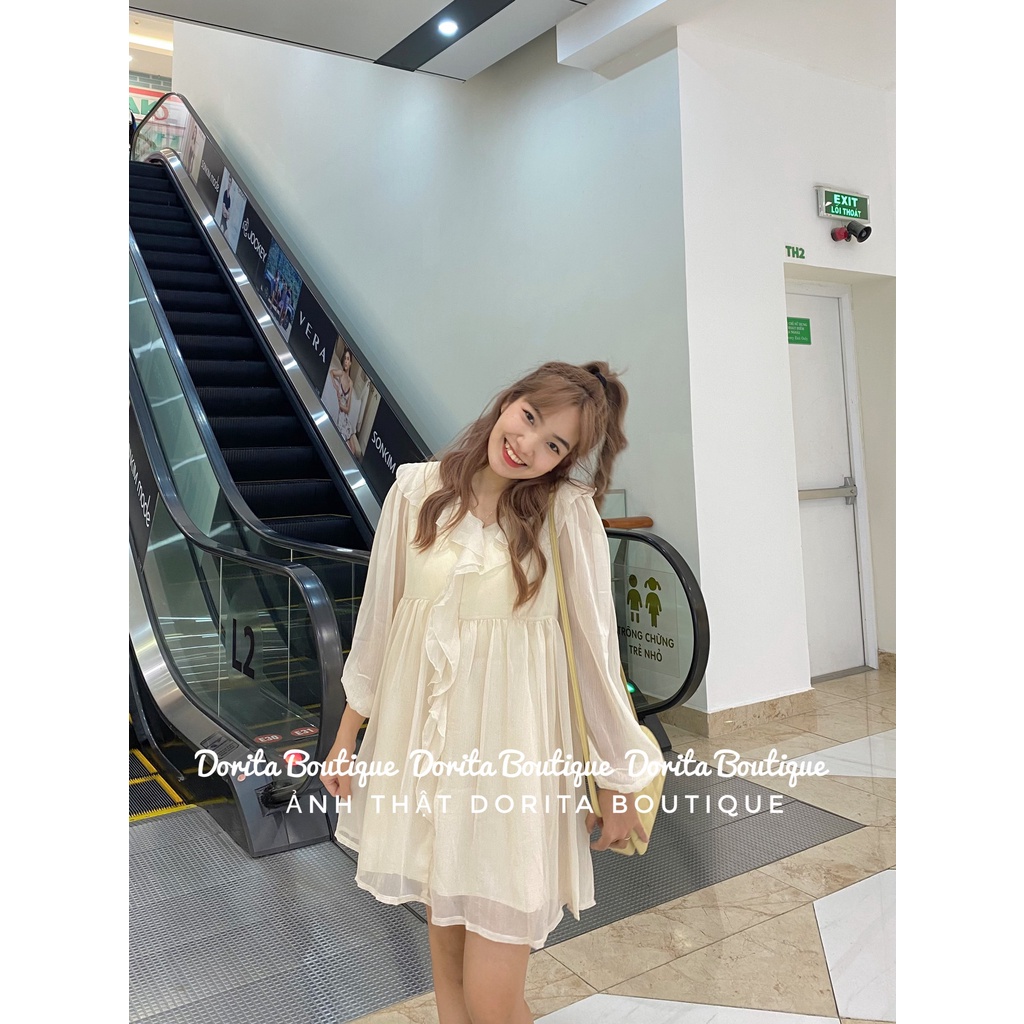 Váy áo babydoll voan tơ viền bèo Hàn Quốc, Váy áo voan tơ bèo rủ tiểu thư - Dorita Boutique
