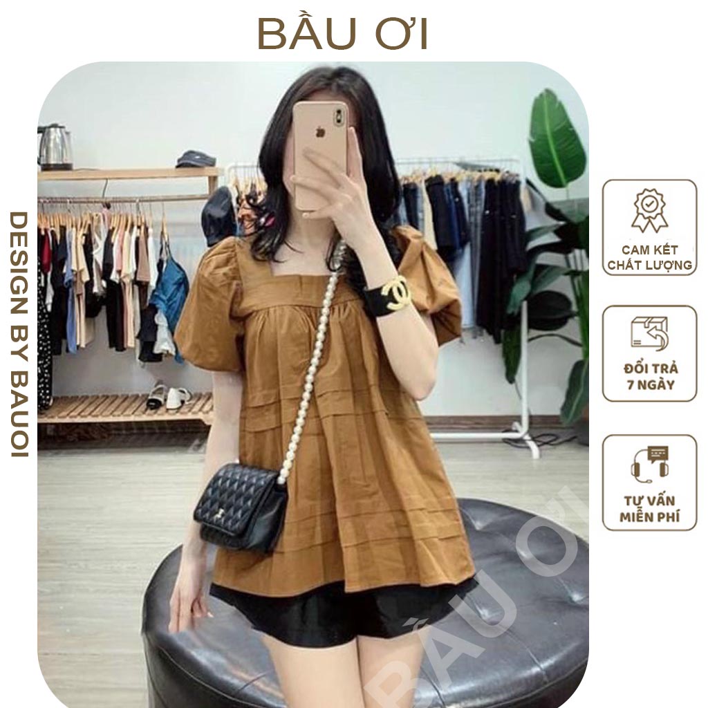 [FREE SHIP A01] ÁO BẦU BABYDOLL CỔ VUÔNG THIẾT KẾ TRẺ TRUNG - ÁO BẦU CÔNG SỞ THỜI TRANG HÀN QUỐCFREE SIZE 43-65KG