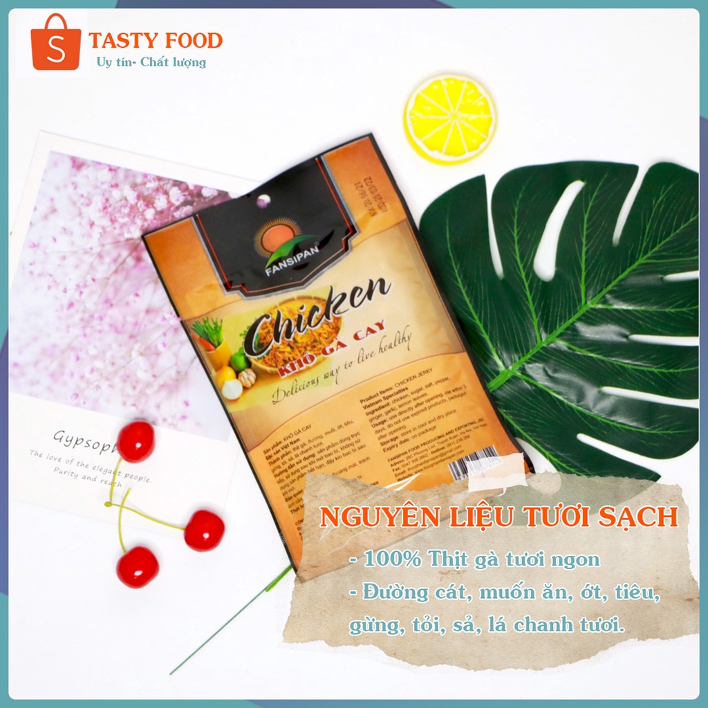 [COMBO 2 GÓI] KHÔ GÀ LÁ CHANH Fanxipan gói 50g cay ngon, gà xé lá chanh loại 1 cao cấp, khô gà xé cay tỏi ớt Tasty Food | BigBuy360 - bigbuy360.vn