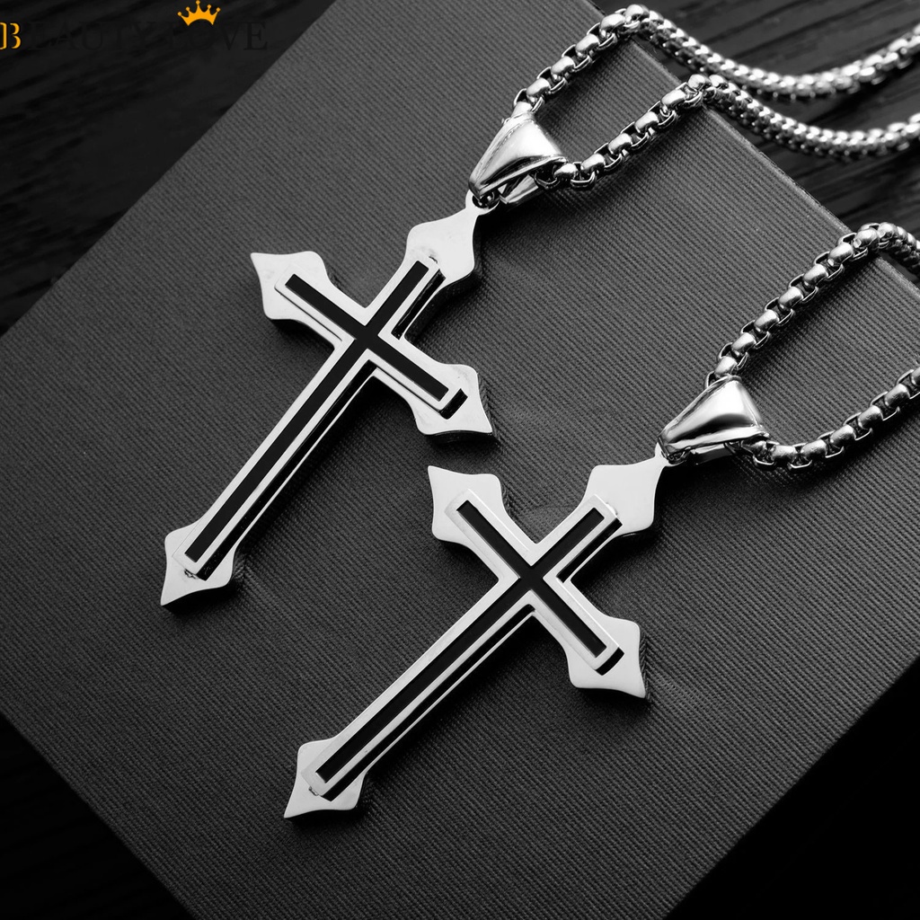 Vòng Cổ Dây Xích Dài Mặt Thánh Giá Phong Cách Punk Hip Hop Đơn Giản Cá Tính