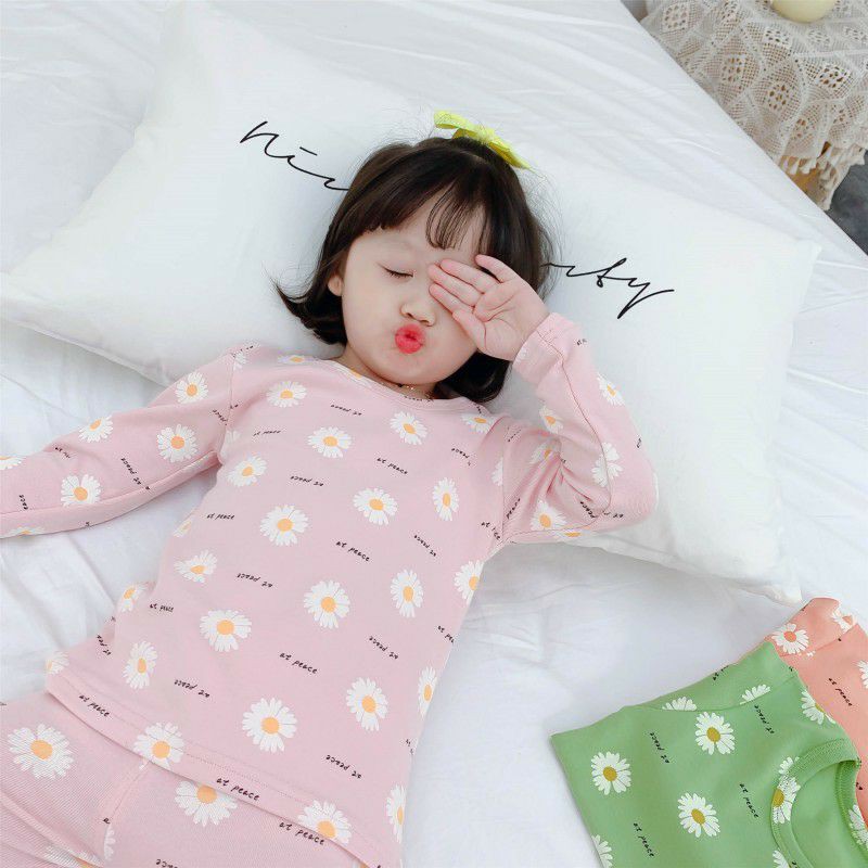 Bộ thu đông dài tay bé gái 7-17kg  in hình hoa cúc hot trend 2020 cực mềm mịn