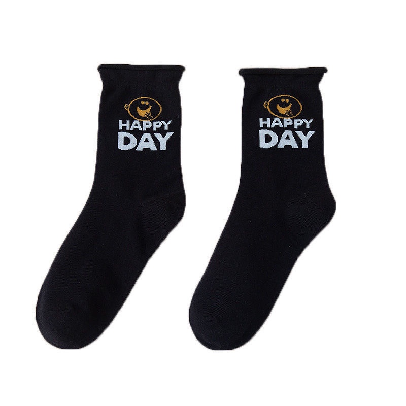 Vớ cổ trung in hình mặt cười dễ thương phong cách Nhật Bản cho nữ