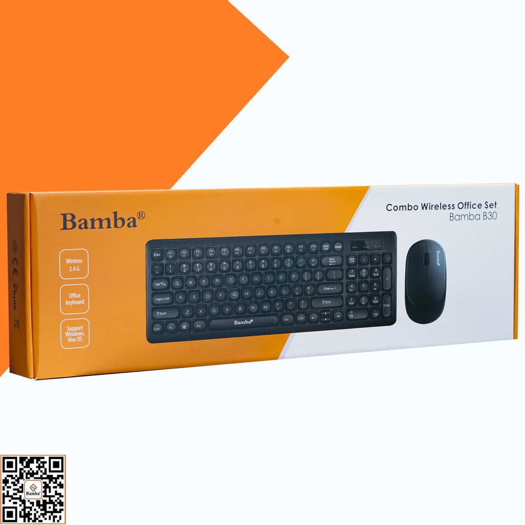 Bộ Phím Chuột Không Dây Mini Bamba B30 - KEYBOARD + MOUSE KHÔNG DÂY MINI BAMBA B30 kèm pin