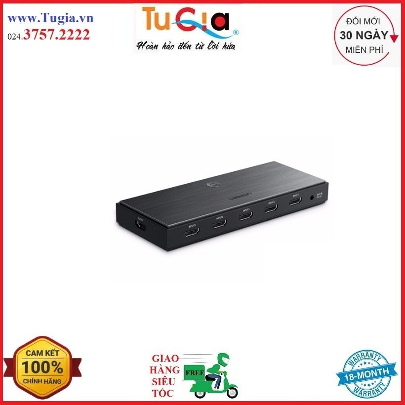 Bộ gộp HDMI chuẩn 2.0 5 vào 1 ra hỗ trợ 4K 60Hz Ugreen 50710 Hàng Chính Hãng