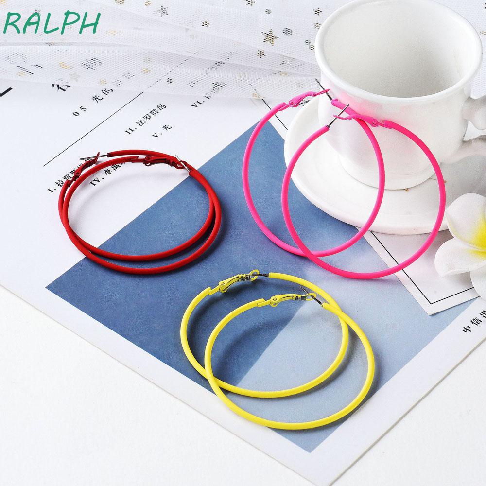 Khuyên tai vòng tròn to đường kính 6cm màu sắc ngọt ngào thời trang cho nữ