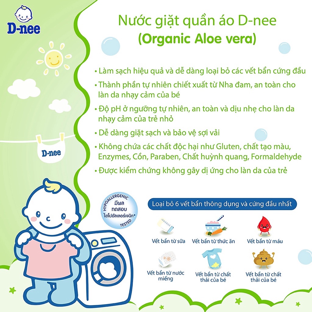 Nước giặt Dnee Thái Lan 3000ml màu xanh lá  (Chính hãng có tem công ty Đại Thịnh)