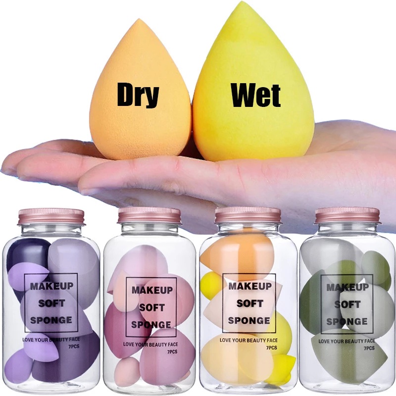 Set 7 Mút Tán Kem Nền/Phấn Nền Trang Điểm Làm Đẹp Hình Quả Trứng Bằng Nhựa