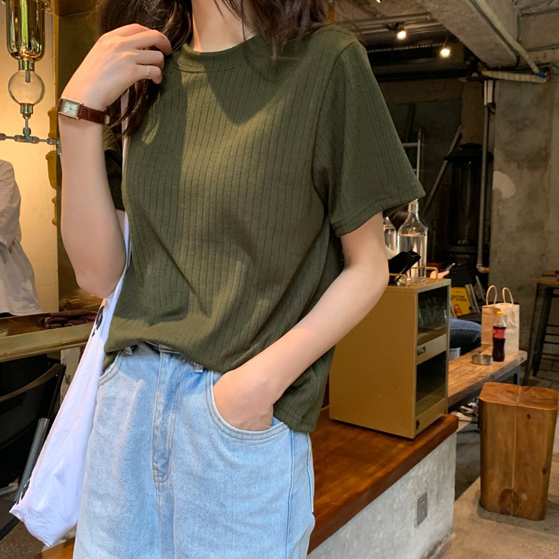 Áo Dệt Kim Tay Ngắn Dáng Rộng In Hình Hoa Xinh Xắn Phong Cách Vintage