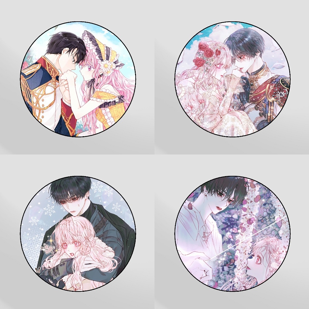 Huy Hiệu in hình TRỞ THÀNH GIA ĐÌNH CỦA NHÂN VẬT PHẢN DIỆN manhwa cài áo túi xinh xắn anime chibi