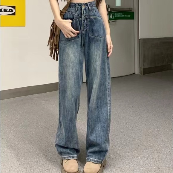 Quần Jean Nữ Ống Rộng Lưng Cao Plus Size