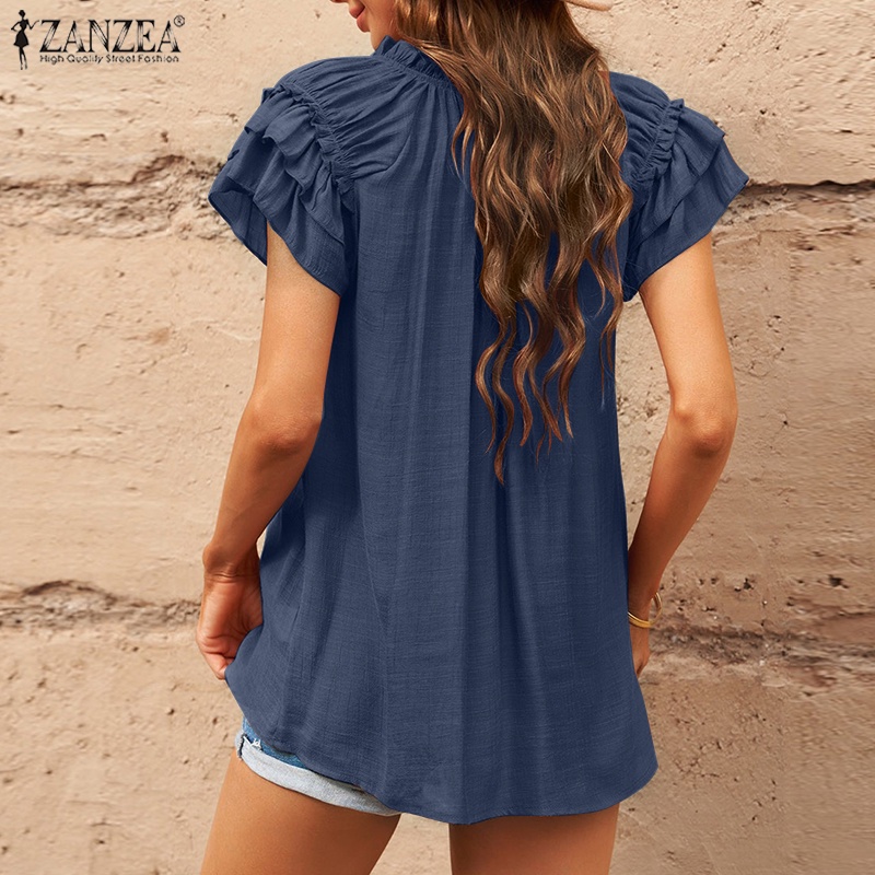 Zanzea Áo Tay Ngắn Cổ Chữ V Thời Trang Sành Điệu Cho Nữ