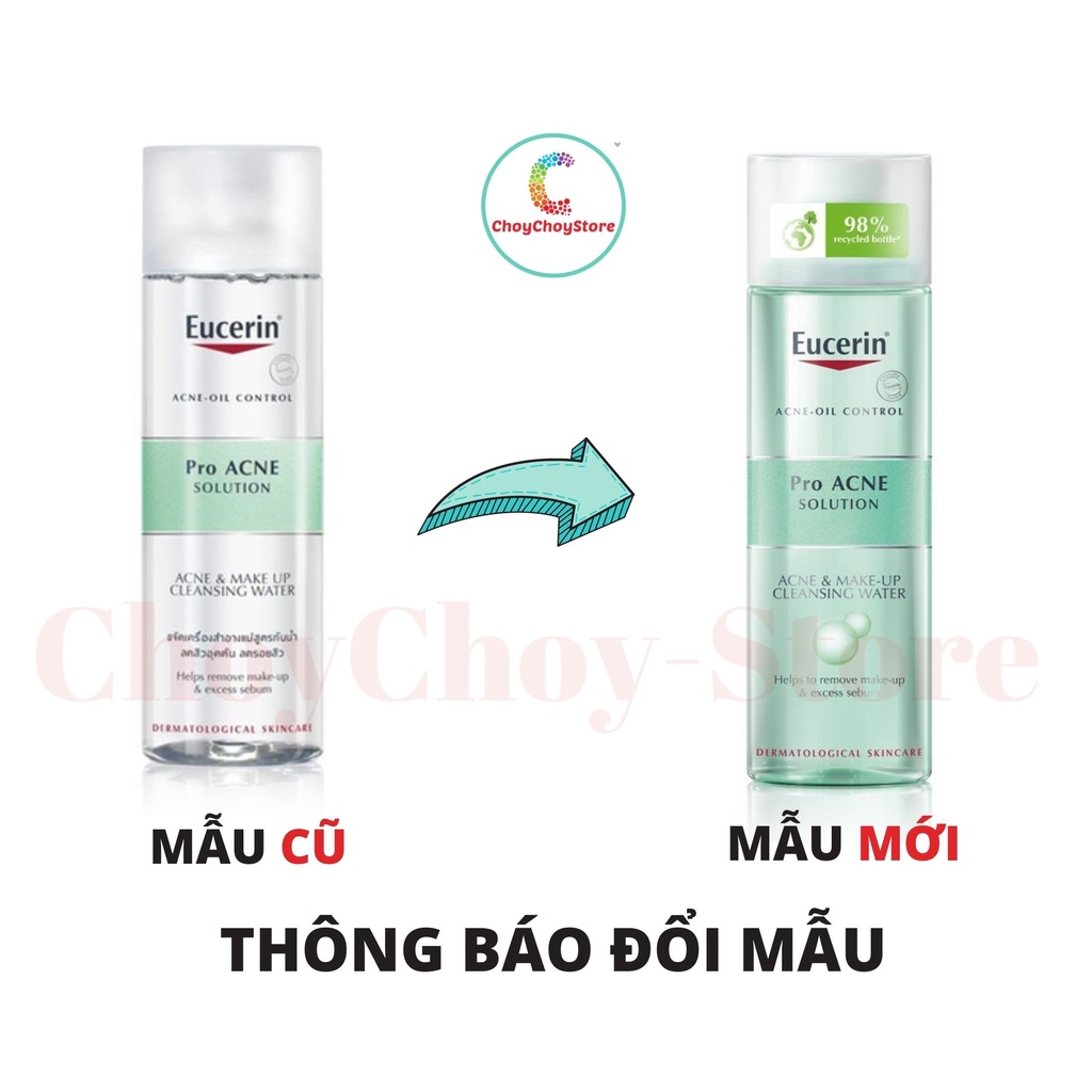 [TEM CTY] Nước tẩy Trang EUCERIN Pro Acne & Make Up Cleansing Water 200ML & 400mL -  Dành Cho Da Mụn