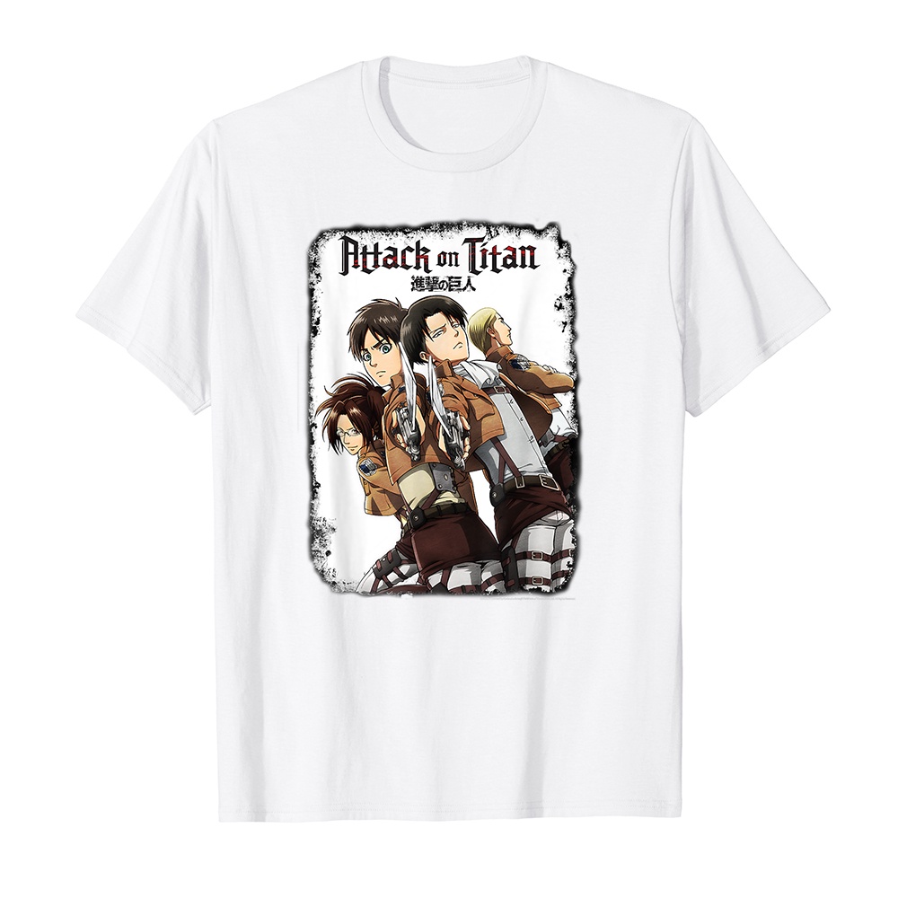 Áo thun cotton unisex HTFashion in hình Attack on Titan Group Swords with Logo-7743