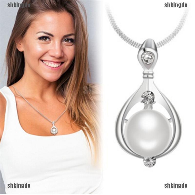 Dây Chuyền Mạ Bạc Đính Hạt Giả Ngọc Trai