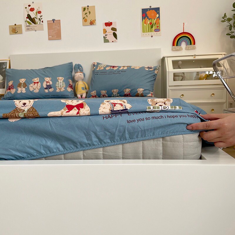 Ga Giường Cotton Poly 3 Món Nhiều Mẫu 1m6 1m8, drap bo chun đủ kích thước