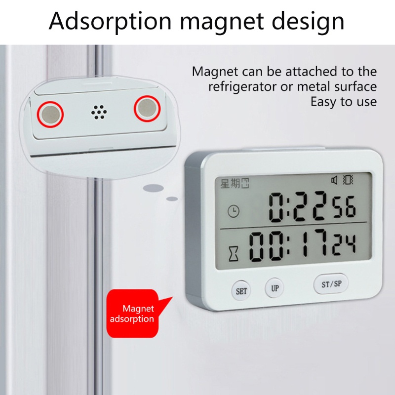 Đồng Hồ Hẹn Giờ Nấu Ăn Màn Hình Lớn Màu Trắng / Đen