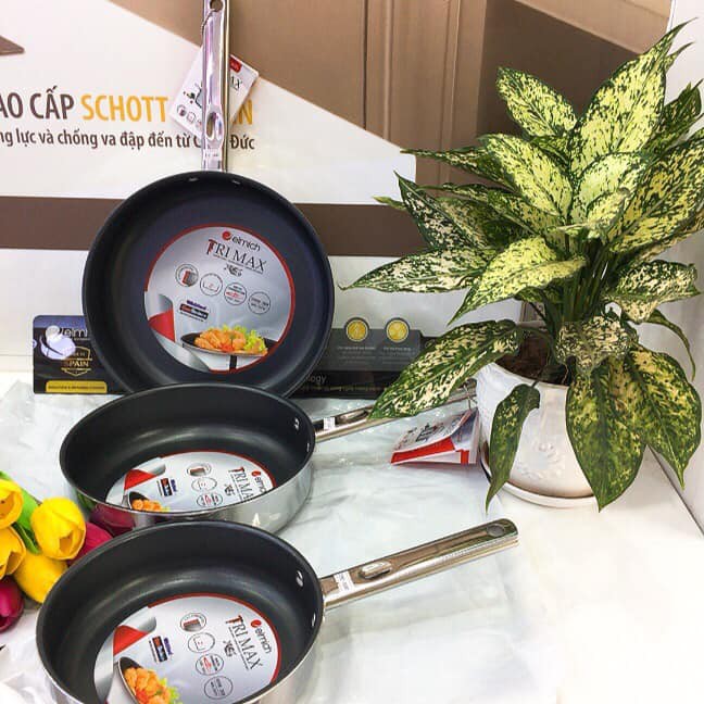 Chảo inox elmich đáy liền trimax xs size 20cm, 24cm,26cm, 28cm