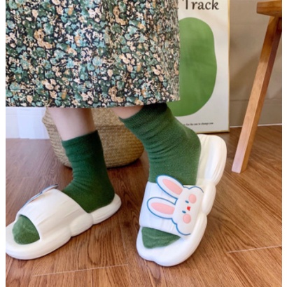 Dép Đi Trong Nhà Mềm Mại Thoải Mái Chống Trượt In Hình Thỏ Dễ Thương Phong Cách Hàn Quốc Cho Nữ