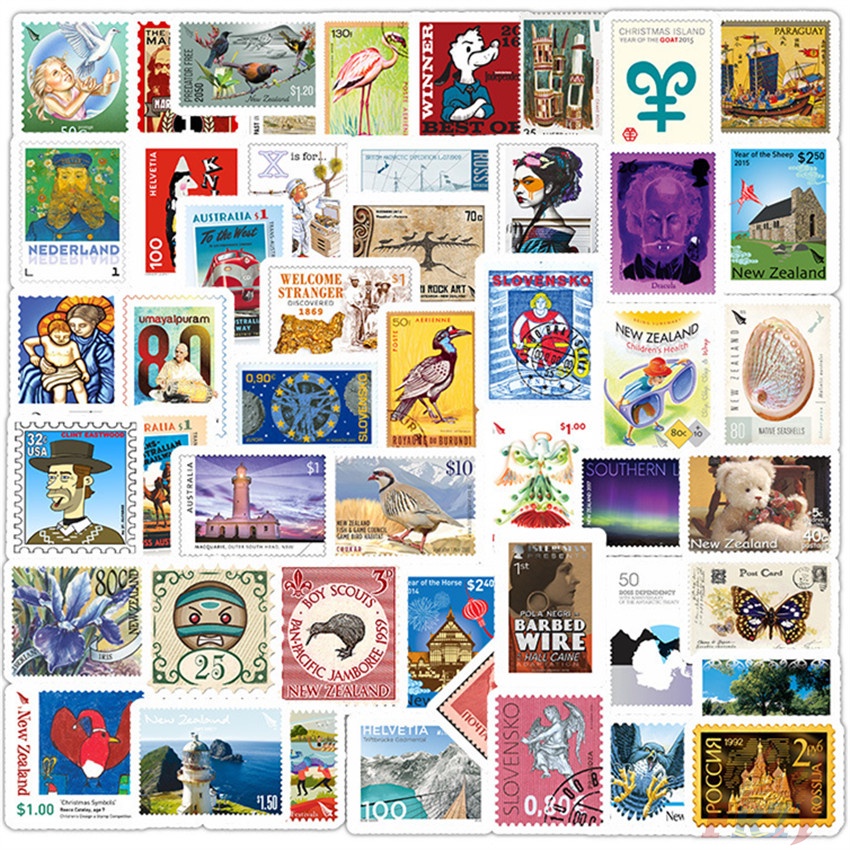 ❉ Retro Travel Stamp Series 02 Stickers ❉ 50Pcs/Set DIY Fashion Waterproof Decals Doodle Stickers