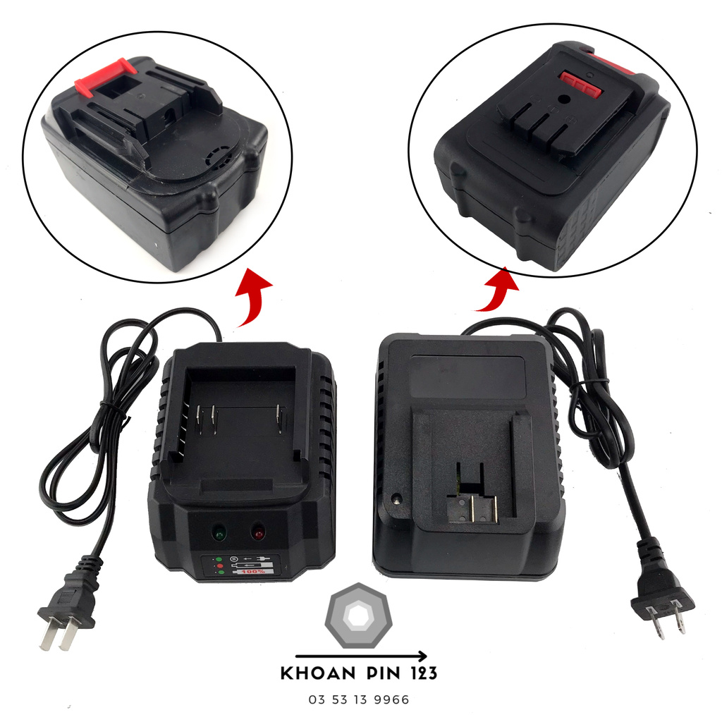 Đế sạc 21v cho máy khoan pin, máy siết bulong dùng pin 21v, 24v, 26v, 26v,...