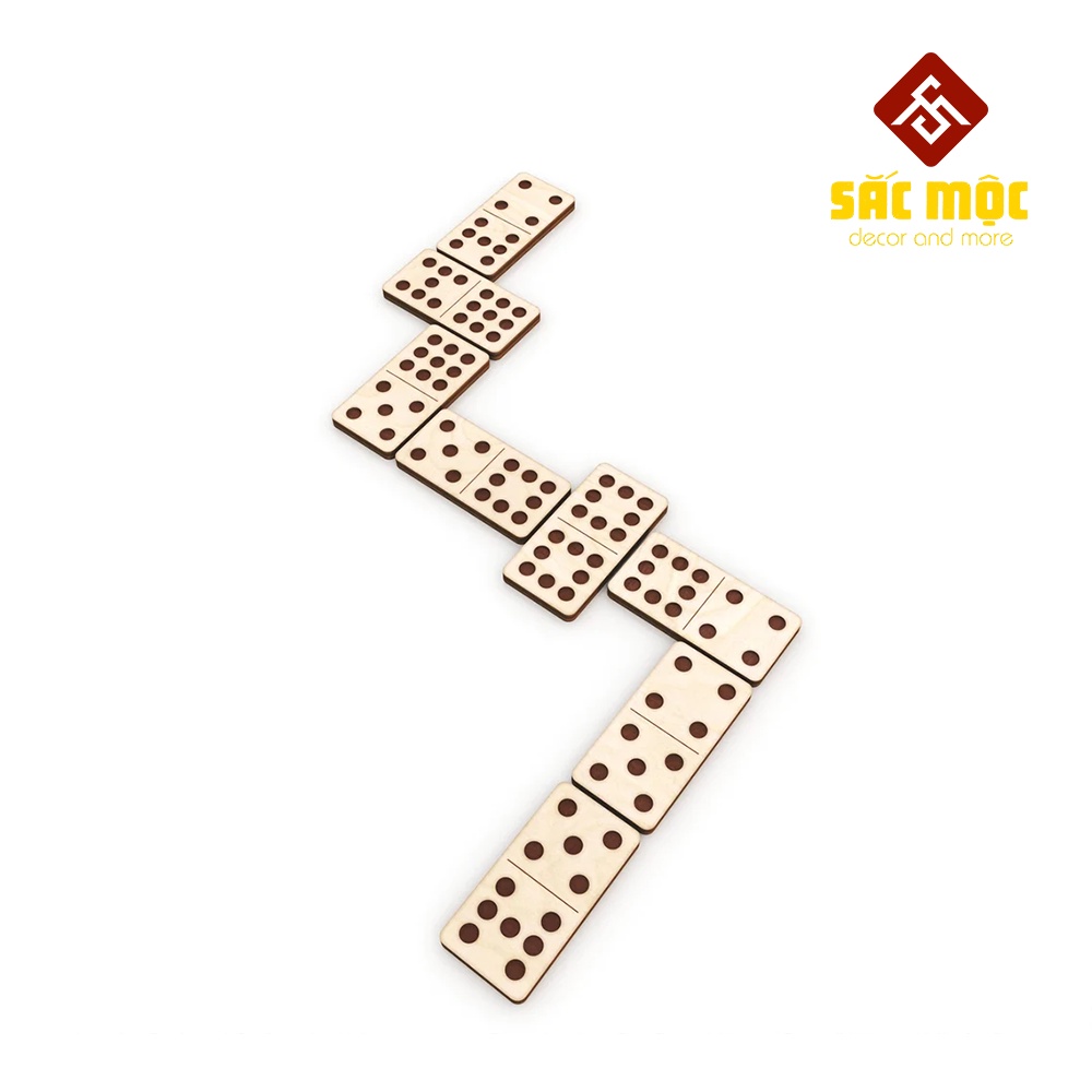 Bộ cờ Dominoes 9 #M64 - 55 quân gỗ | Domino tô màu Size 95*150*25 mm