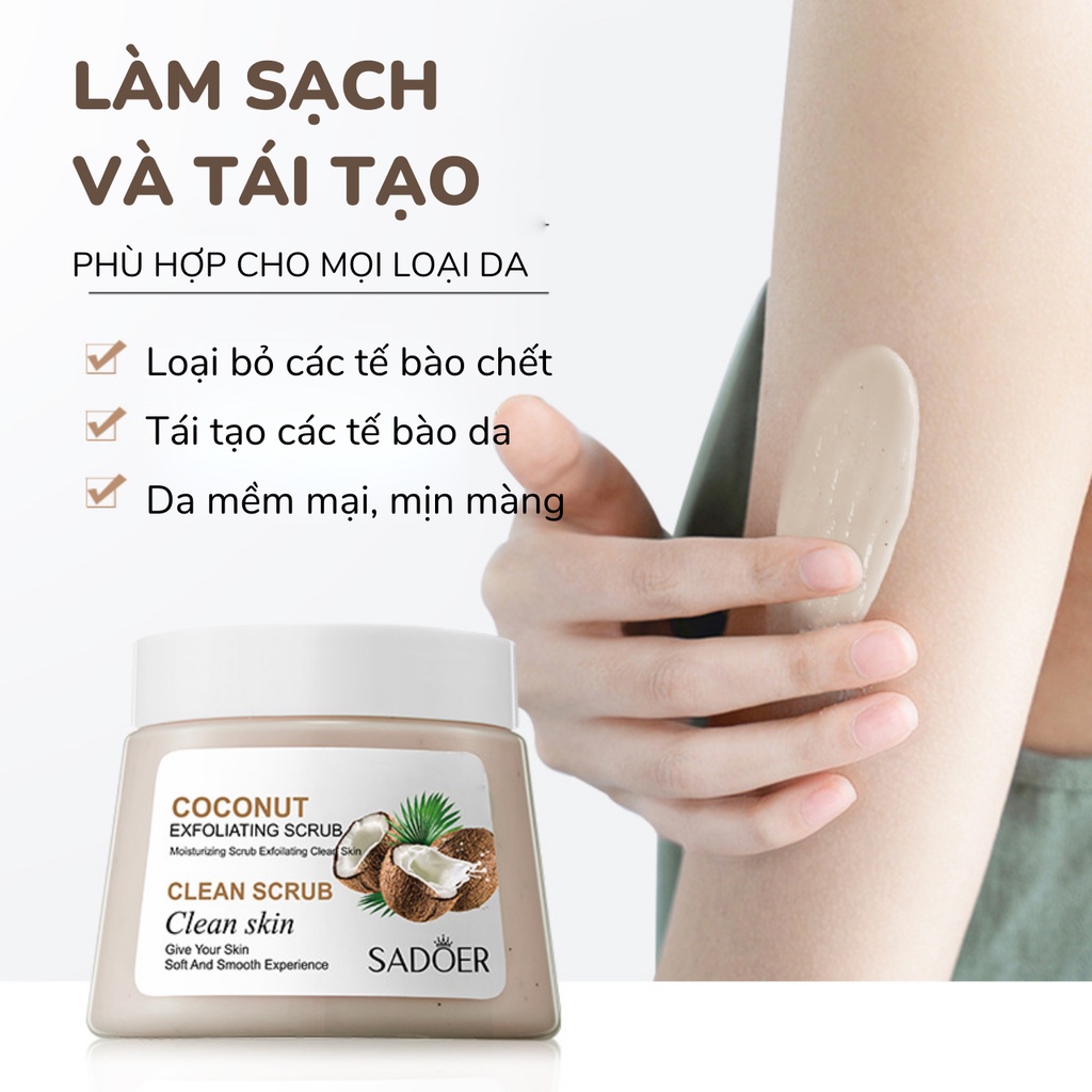 Kem Tẩy Da Chết Body chiết xuất trái cây SADOER 250g - loại bỏ các tế bào chết, dưỡng ẩm và làm sáng da