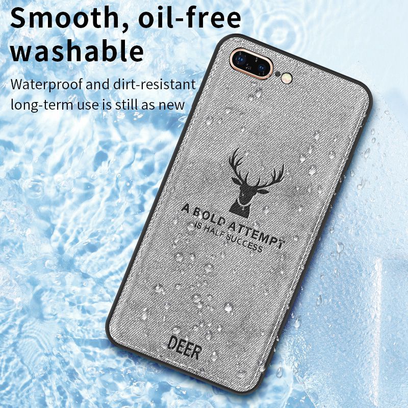 Ốp Điện Thoại Vải Canvas Viền TPU Họa Tiết Hươu Sang Trọng Cho iPhone 11 Pro Xs Max XR Xs X 8 7 6s 6 Plus SE 2020