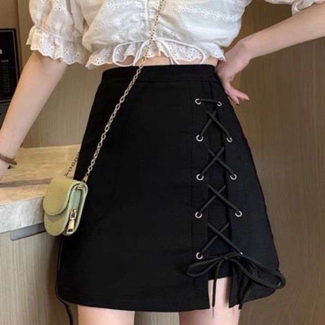 Chân váy kaki kiểu xỏ dây 1 bên siêu xinh cao cấp | BigBuy360 - bigbuy360.vn