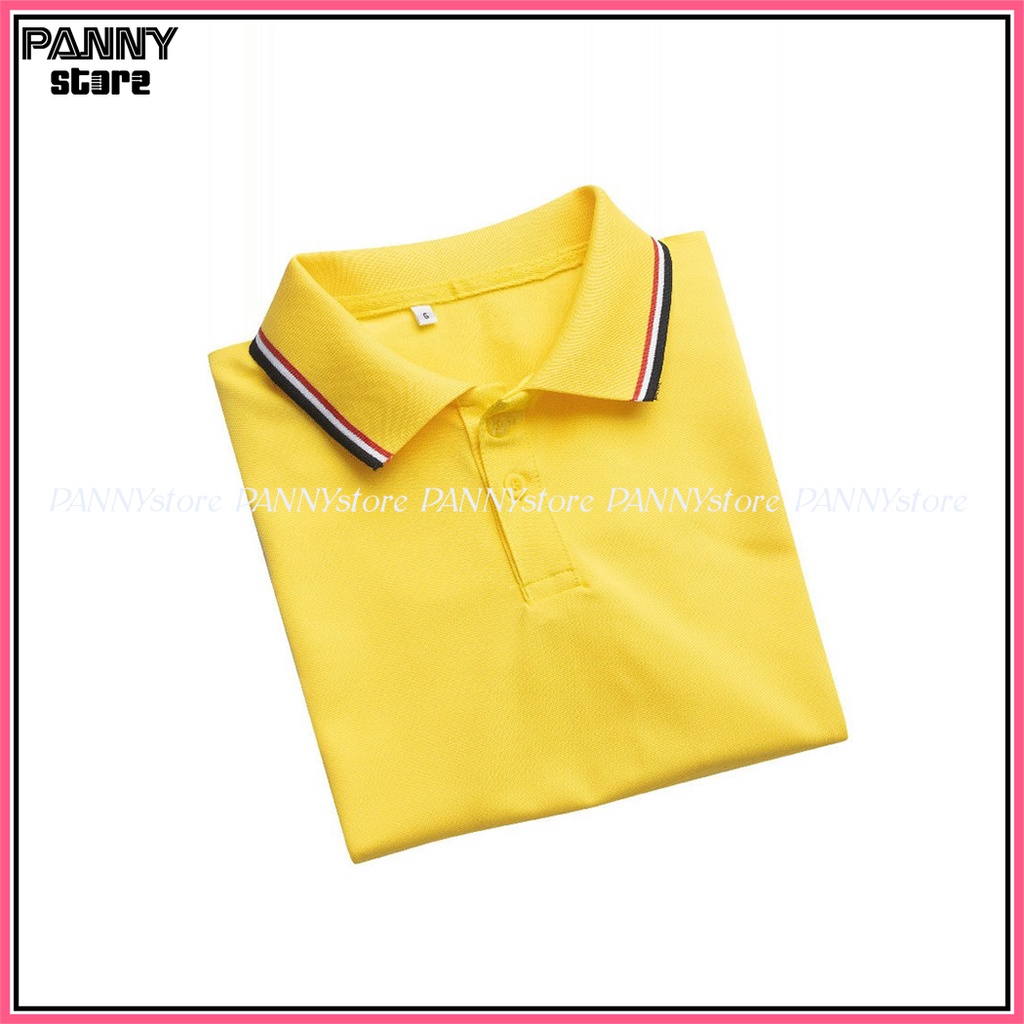 Áo Thun Polo Có Cổ Cá Sấu 4 Chiều Màu Vàng Sọc Form Suông Đồng Phục Nam Nữ Đủ Size Màu từ 30kg đến 100kg