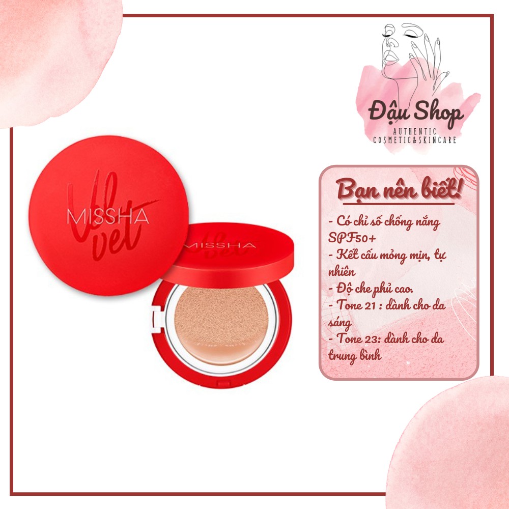 Phấn nước kiềm dầu lâu trôi Missha Velvet Finish cushion (Đỏ)